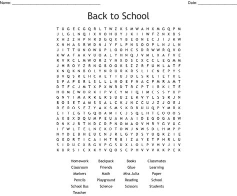 Back To School Word Search Printable Word Search Printable