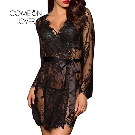 Comeonlover Romantic Wedding Floral Robe Plus Size Sexy Night Lingerie Long Sleeve Womens Gowns