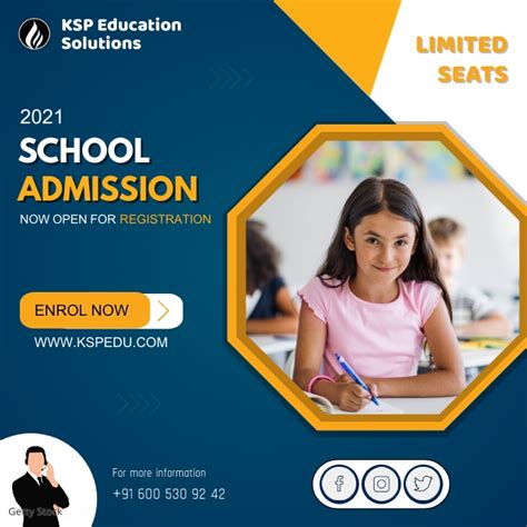 School Admission Open Social Media Banner Tem Template Postermywall
