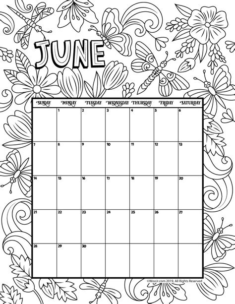 June 2020 Coloring Calendar Woo Jr Kids Activities In 2020