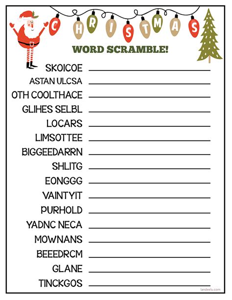 Christmas Worksheet Word Scramble