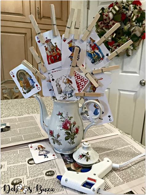 Alice in onederland party decorations, tea party cake topper, tea party decorations, alice in wonderland party decor, smash cake topper. DIY Alice in Wonderland Cards and Teapot Centerpiece - Debbee's Buzz