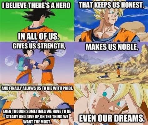 A page for describing quotes: Funny Goku Quotes | believe....There's a hero in all of us ...
