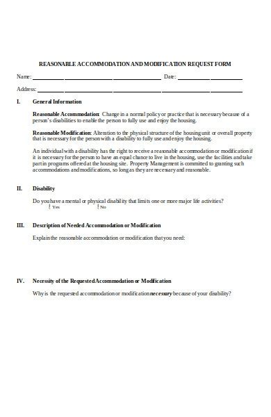 accommodation request forms   ms word excel
