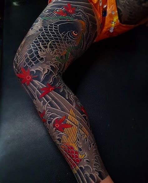 Japanese Leg Sleeve Tattoo By Horihyun Japaneseink Japanesetattoo Irezumi Tebori
