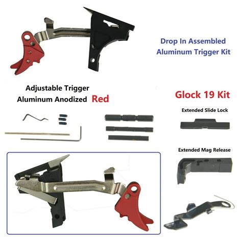Db Tac Lower Parts Kit For Glock 19 Gen 1 3 Anodized Red Aluminum