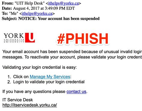 Fraudulent Email With York U Logo Dont Respond Information Security At York