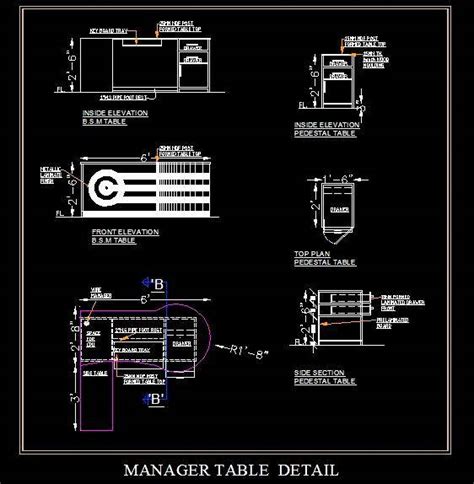 Drawing has been detailed out with the complete interior working drawing detail with detailed material specifications. Office Desk Elevation Dwg - Simple Work Table