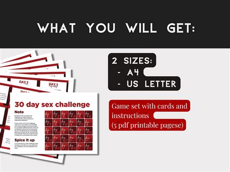 Printable 30 Day Sex Challenge Sexy Date Night Game Couples Bucket List Foreplay Game