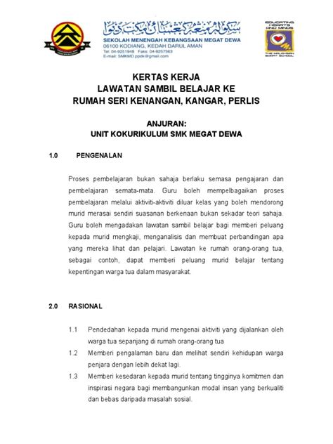 Contoh karangan lawatan ke kuala lumpur. kertas kerja lawatan ke Rumah Seri Kenangan Perlis.doc