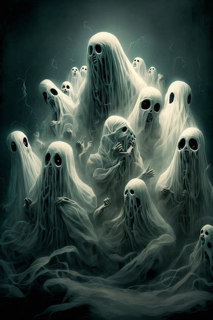 Premium Photo A Painting Of Ghosts In The Dark