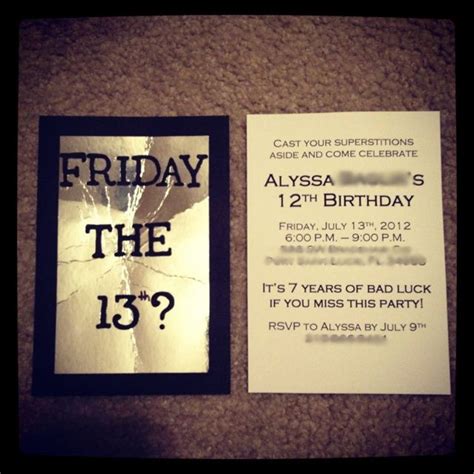 Friday The 13th Birthday Invitations Diy Pinterest 13th Birthday