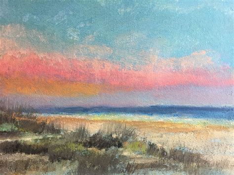 Pastel Painting Florida Original 9 X 12 Calm Pink Sunset Beach Etsy