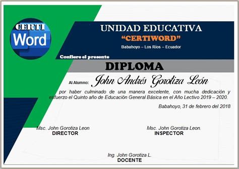 Diploma Form Editable En Word Certificados E Imprimibles En Word En