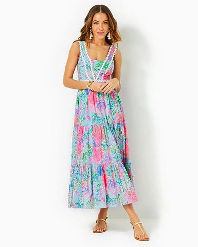 Lilly Pulitzer Pollie Midi Dress In Celestial Blue Cay To My Heart