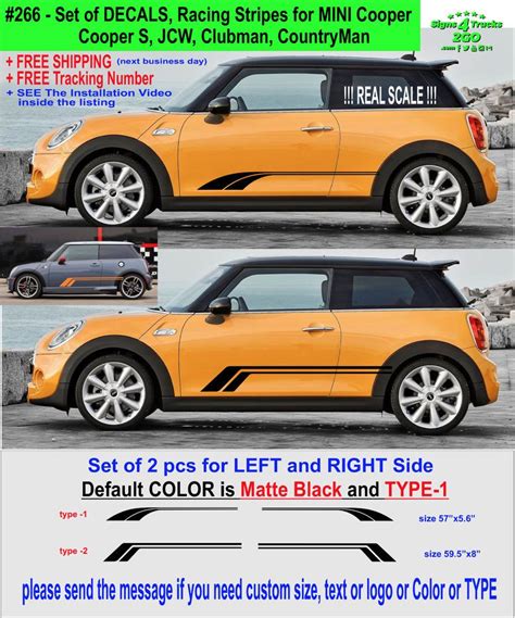 Details About 0266 Racing Stripes Vinyl Decal Side Mini Cooper S Jcw