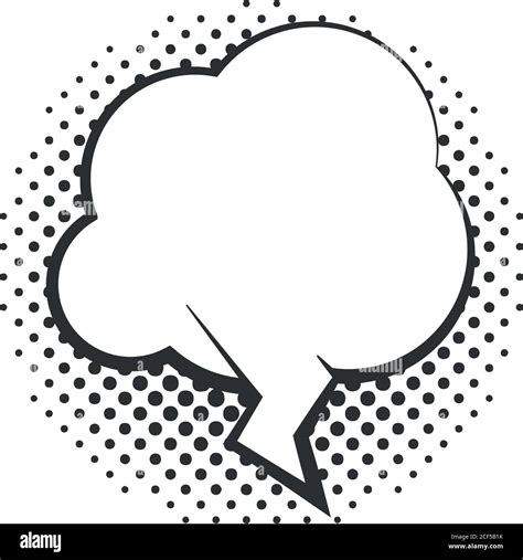 Pop Art Speech Bubble Halftone Style Cloud Linear Design White