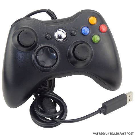 New Black Wired Controller For Microsoft Xbox 360 1 Year