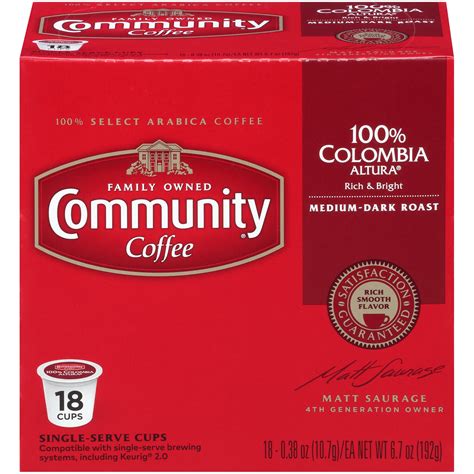 Community® Coffee 100 Colombia Altura® Medium Dark Roast Coffee Single Serve Cups 18 Ct Box