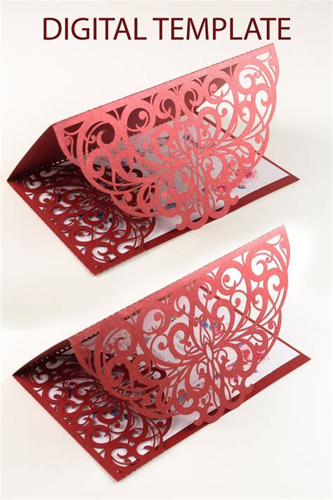 Wedding Invitation Pocket Envelope SVG Tri Fold Template ...