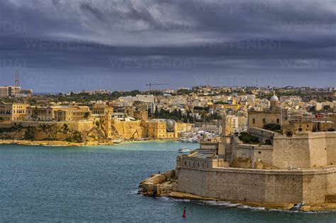 Malta Birgu Fort St Angelo And Grand Harbour Stock Photo