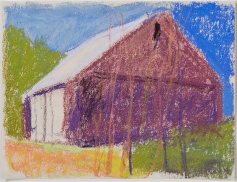 Dark Barn With White Doors Pastel On Paper By Wolf Kahn