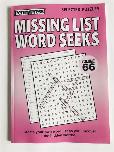 Lot Of 2 Missing List Word Seek Search Find Puzzle Books Penny Press