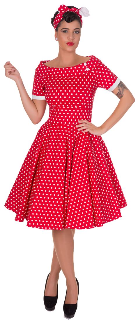 Darlene Retro Full Circle Polka Dot Swing Dress In Red Swing Dresses