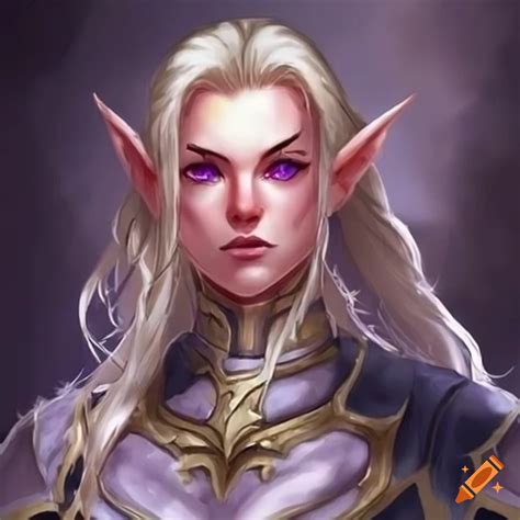 Fantasy Character With Long Blonde Hair And Purple Eyes
