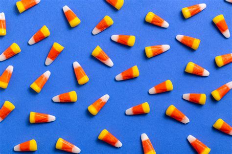Halloween Candy Corn Blue Background Stock Photo Download Image Now