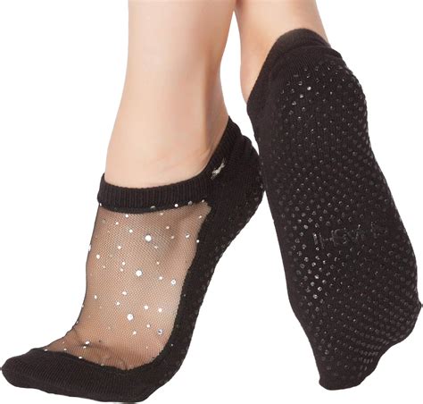 Shashi Fun Yoga Socks For Women Non Slip Socks Women Sparkle Star Glitter Grip Socks W Mesh