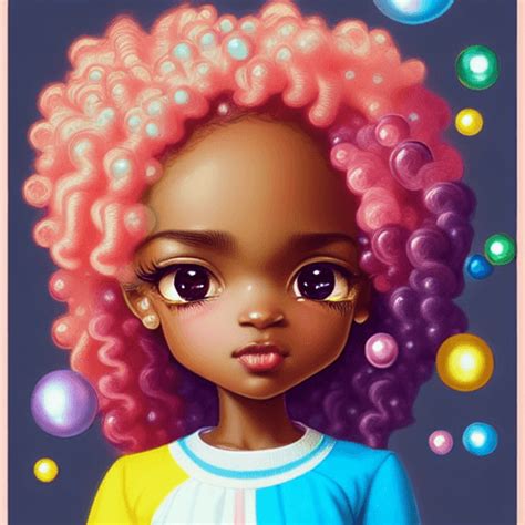 Chibi African American Girl With Candy · Creative Fabrica