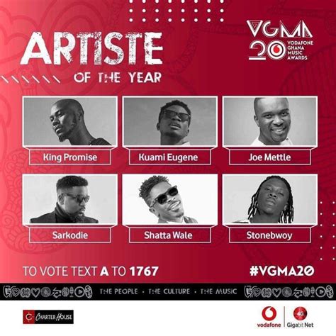 List Of Artists Battling For Artist Of The Year At Vgma 2019 Ghpage