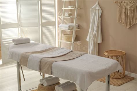 stylish spa interior with massage table stock image image of procedure floor 226599449