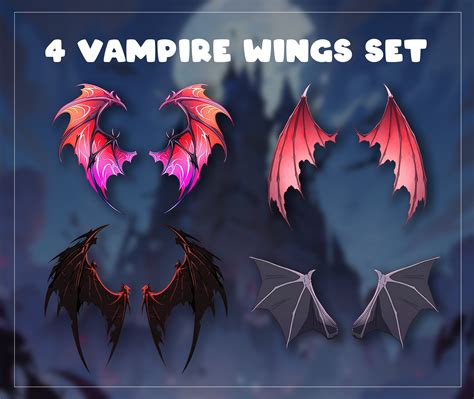 Vtuber Vampire Demonic Ghost 4 Wings Set Bat Or Demon Etsy