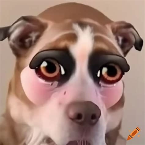 Dog With Baddie Makeup Filter In A Humorous Meme