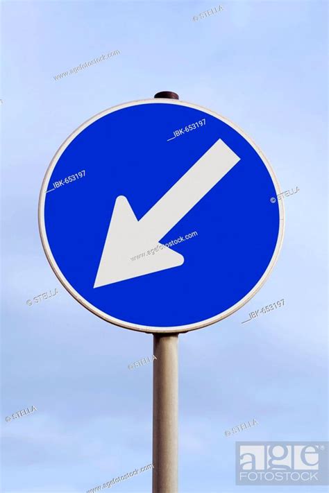 Traffic Sign With An Arrow Pointing Down And To The Left Decline
