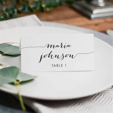 Printed Wedding Place Card 35x2 Folded Escort Card Rustic Place