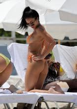 Bre Tiesi Manziel Flaunts Her Booty In A Green Thong Bikini On The Beach In Miami Aznude