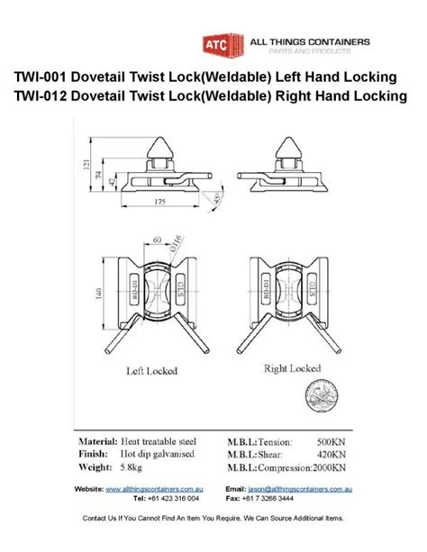 Twi 012 Dovetail Twistlock Right Locked Shipping Container Parts