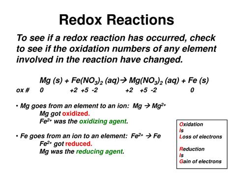 Ppt Oxidation Reduction Reactions Powerpoint Presentation Free Cdb