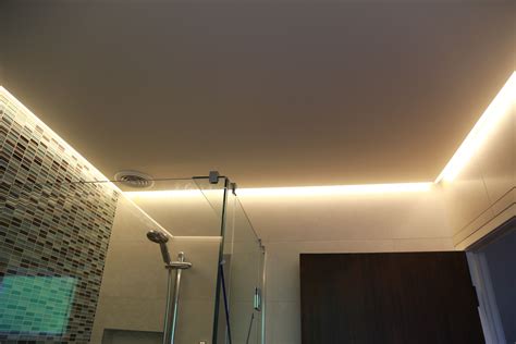 The ultimate led strip lighting guide. LED Strip in bathroom ceiling. It used as main light ...