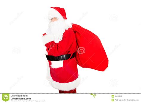 Santa Claus With Sack Full Of Presents Stock Photo Image Of Head