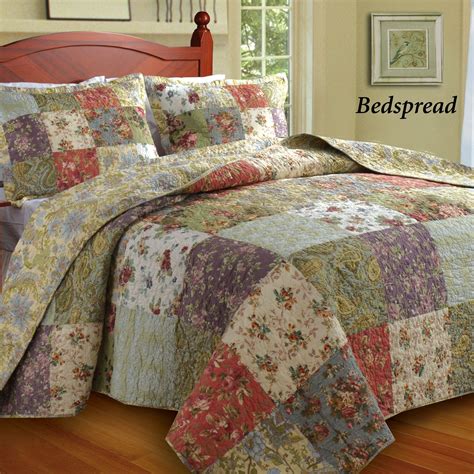 Blooming Prairie Cotton Patchwork Quilt Set Bedding Одеяла для