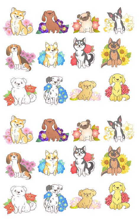 Cute Dog Stickers Spring Woofers Kawaii Dog Planner Stickers Puppies