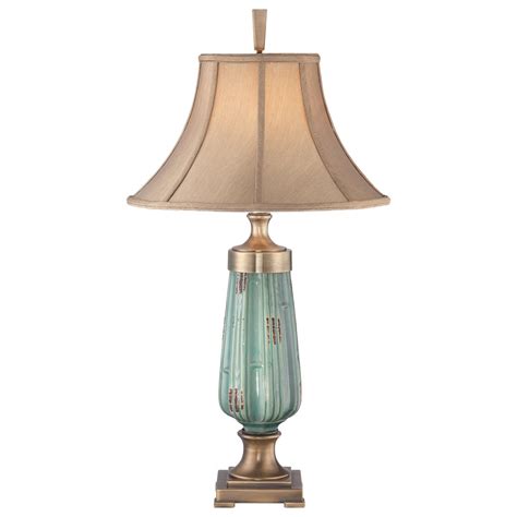 Ships free orders over $39. Green Lustre Ceramic Base Table Lamp with Caramel Silken Shade