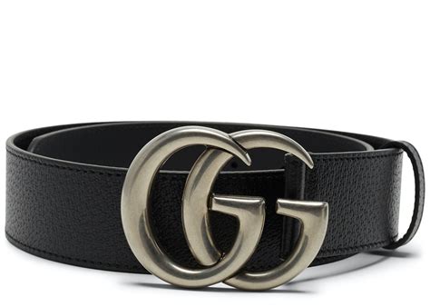 Gucci Double G Silver Buckle Textured Leather Belt 15 Width Black In