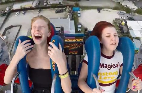 Hilarious Moment Girl Passes Out Twice On Funfair Slingshot Ride Moments After Warning Her Mate