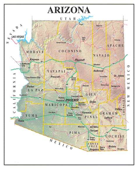 Map Of Arizona Cities And Towns