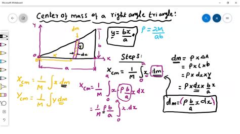 How To Find The Center Of Mass For The Right Angle Triangle Youtube